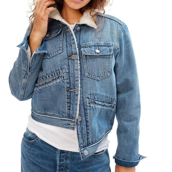 GAP Factory Jackets & Blazers - NWT Gap Denim Sherpa Icon Jacket size L